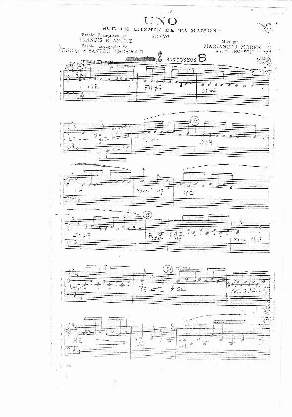 télécharger la partition d'accordéon Uno (Sur le chemin de ta maison) (Bandonéon B) (Arrangement Yvonne Thomson) (Tango) au format PDF
