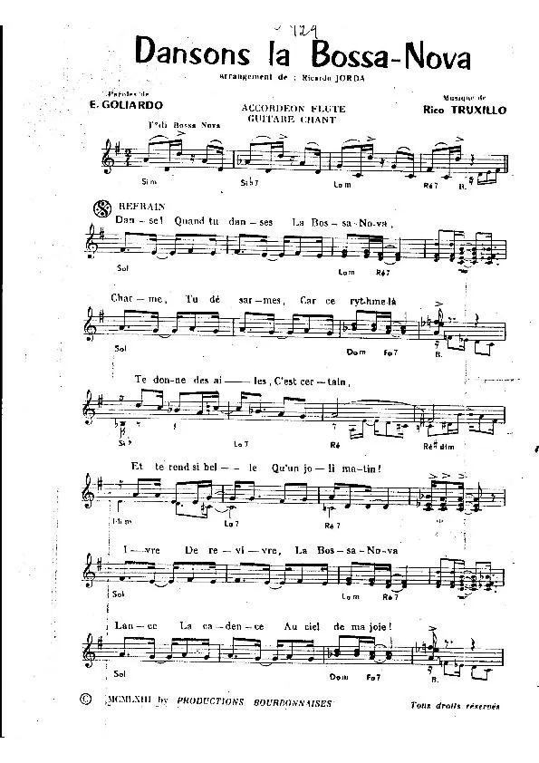 télécharger la partition d'accordéon Dansons la Bossa Nova (Arrangement Ricardo Jorda) au format PDF