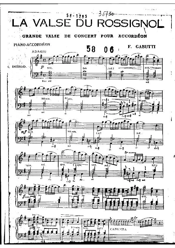 télécharger la partition d'accordéon La valse du rossignol (Grande valse de concert)  au format PDF