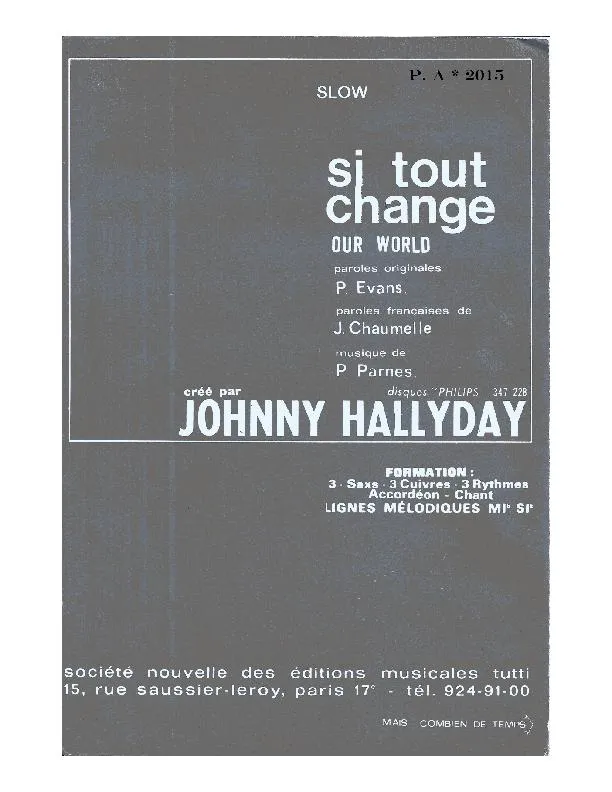 télécharger la partition d'accordéon Si tout change (Our World) (Slow) au format PDF