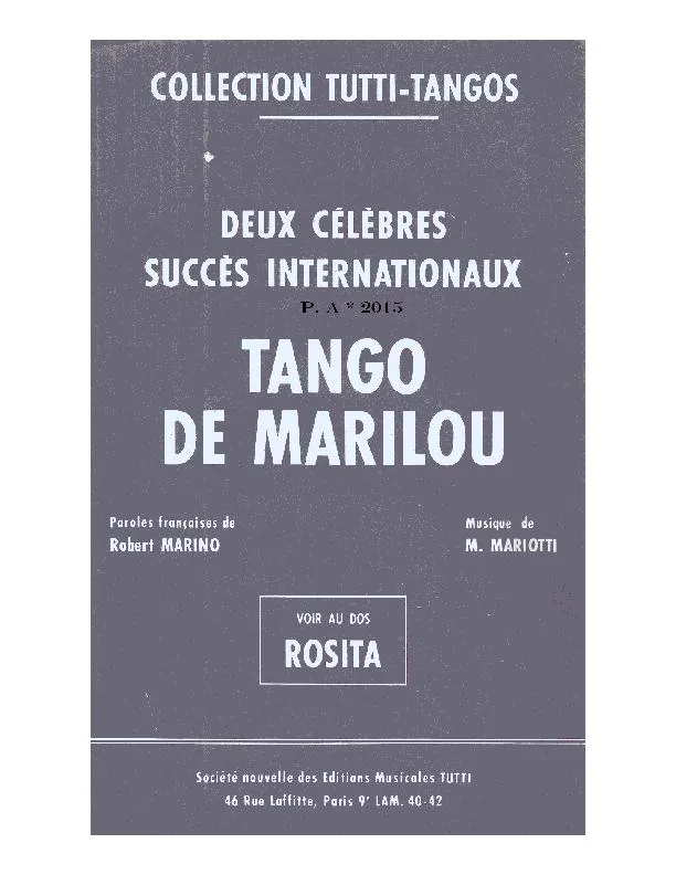 télécharger la partition d'accordéon Tango de Marilou (Orchestration Complète) au format PDF