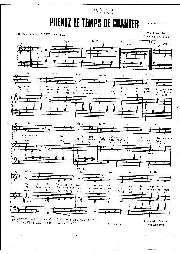 télécharger la partition d'accordéon Prenez le temps de chanter (Valse Fox) au format PDF