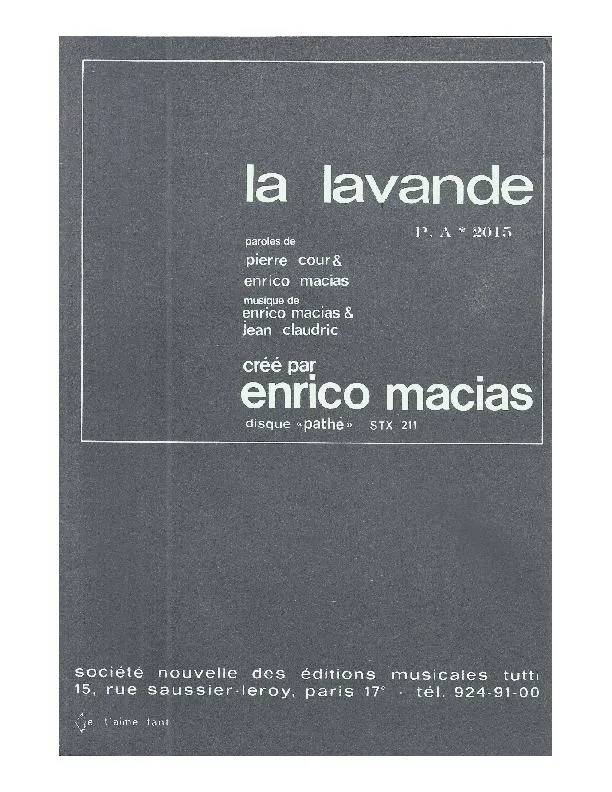 télécharger la partition d'accordéon La Lavande (Orchestration Complète) (Valse Chantée) au format PDF