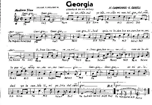 télécharger la partition d'accordéon Georgia (Georgia on my mind) (Slow) au format PDF