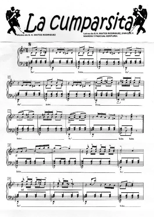 télécharger la partition d'accordéon La Cumparsita (Version 2) (Tango) au format PDF