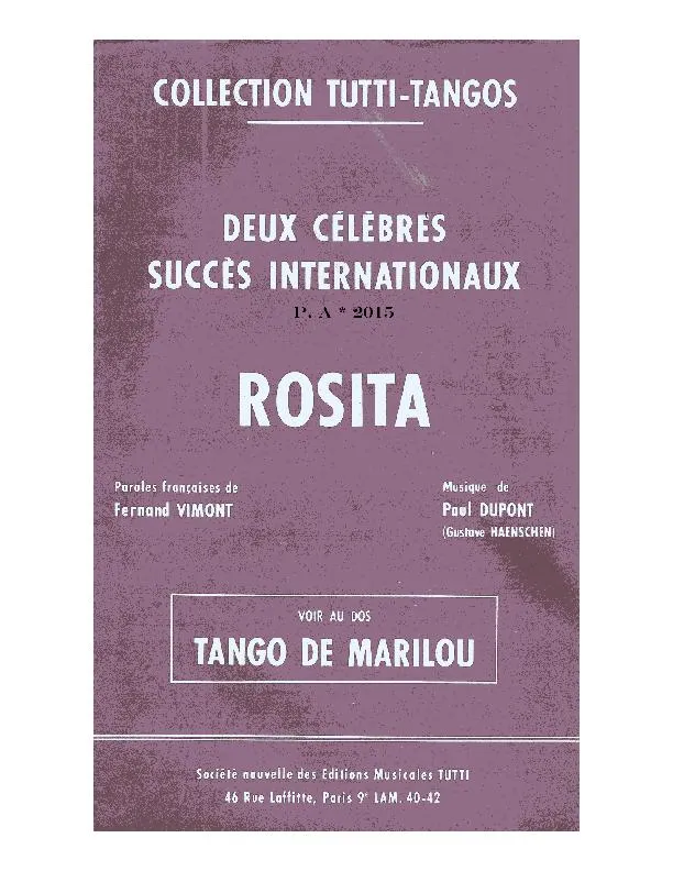 télécharger la partition d'accordéon Rosita (Orchestration Complète) (Tango) au format PDF