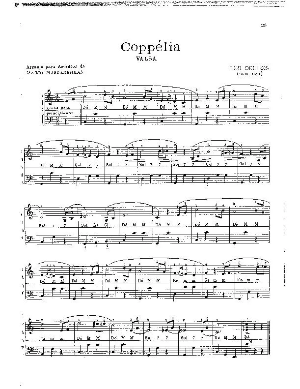télécharger la partition d'accordéon Coppélia (Arrangement : Mario Mascarenhas) (Valse) au format PDF