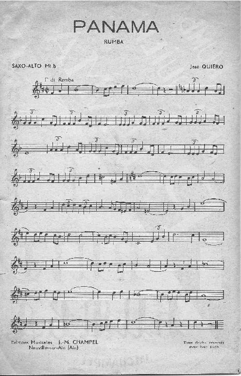 télécharger la partition d'accordéon Panama (Rumba) (Partie : Saxo Alto Mib) au format PDF