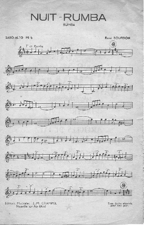 télécharger la partition d'accordéon Nuit Rumba (Partie : Saxo Alto Mib) au format PDF