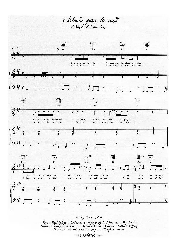télécharger la partition d'accordéon Eblouie par la nuit (Chant : Zaz) au format PDF