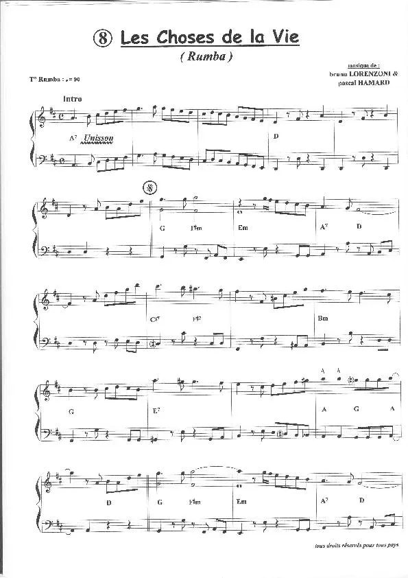 télécharger la partition d'accordéon Les choses de la vie (Rumba) au format PDF