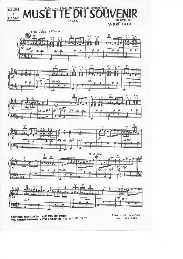 télécharger la partition d'accordéon Musette du souvenir (Valse) au format PDF