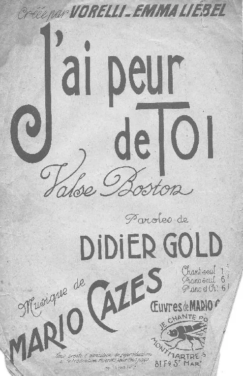 télécharger la partition d'accordéon J'ai peur de toi (Valse Boston) au format PDF