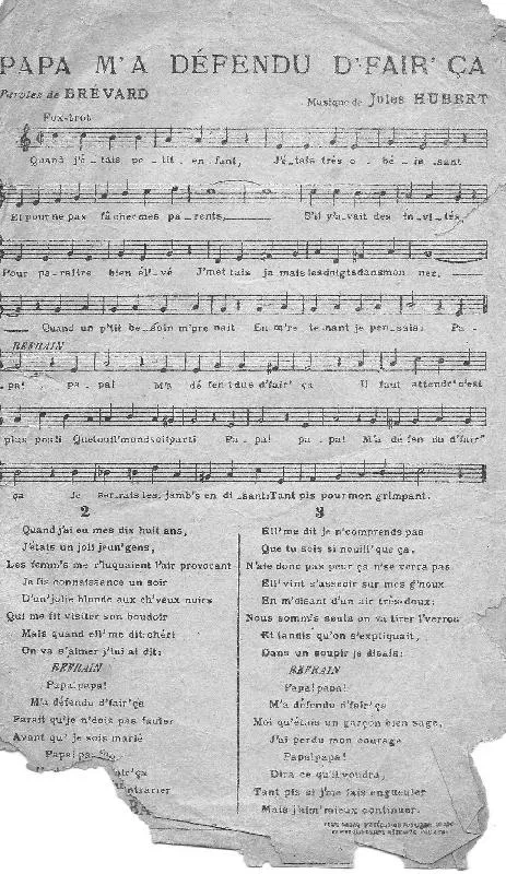 télécharger la partition d'accordéon Papa m'a défendu d' fair' ça (Fox Trot) au format PDF