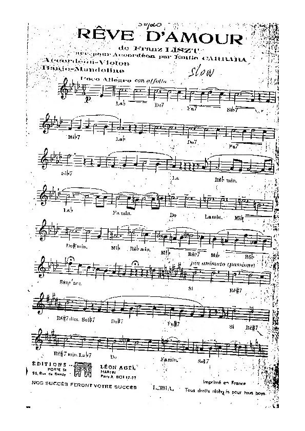 télécharger la partition d'accordéon Rêve d'Amour (Arrangement : Emile Carrara) au format PDF
