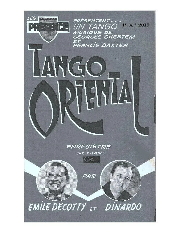 télécharger la partition d'accordéon Tango Oriental (Orchestration Complète) au format PDF