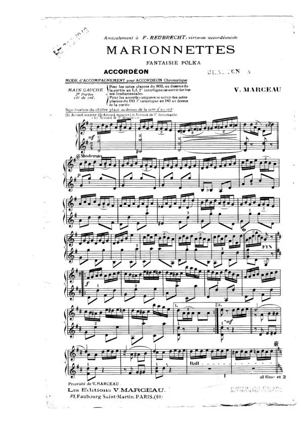 télécharger la partition d'accordéon Marionnettes (Fantaisie Polka) au format PDF