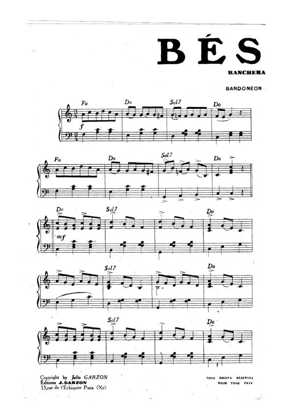 télécharger la partition d'accordéon Bésame au format PDF