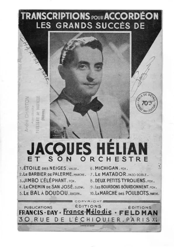 télécharger la partition d'accordéon Transcriptions pour accordéon : Les Grands Succès de Jacques Hélian et son Orchestre (10 Titres) au format PDF