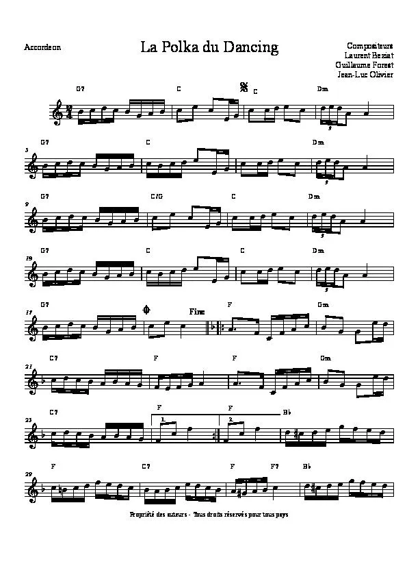 télécharger la partition d'accordéon La Polka du Dancing au format PDF