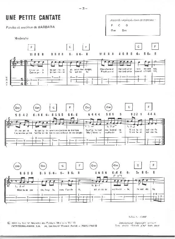 télécharger la partition d'accordéon Une petite cantate au format PDF