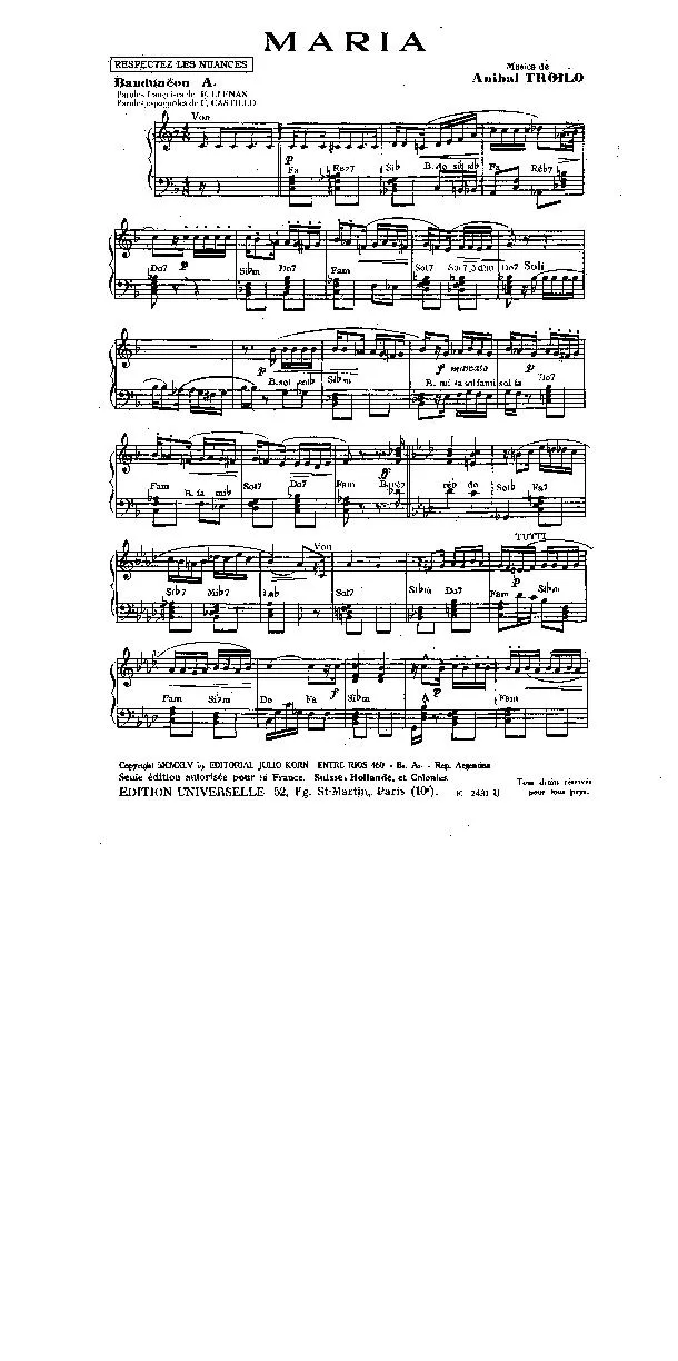 télécharger la partition d'accordéon Maria (Orchestration Complète) (Tango) au format PDF