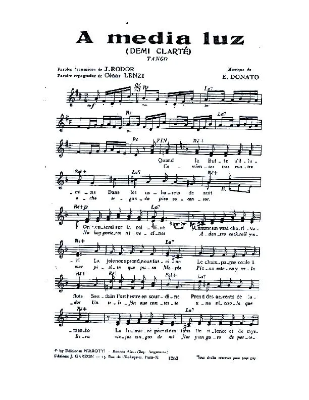 télécharger la partition d'accordéon A media luz (Demi clarté) (Orchestration Complète) (Tango) au format PDF