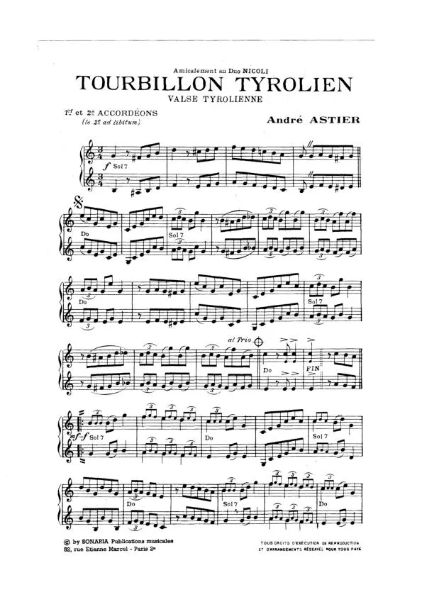télécharger la partition d'accordéon Tourbillon Tyrolien (Duo d'Accordéons) (Valse) au format PDF
