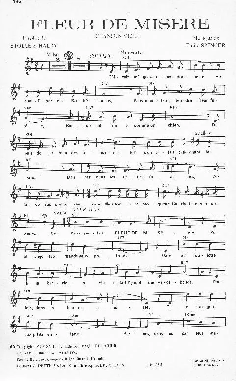 télécharger la partition d'accordéon Fleur de misère (Chanson vécue) (Valse) au format PDF