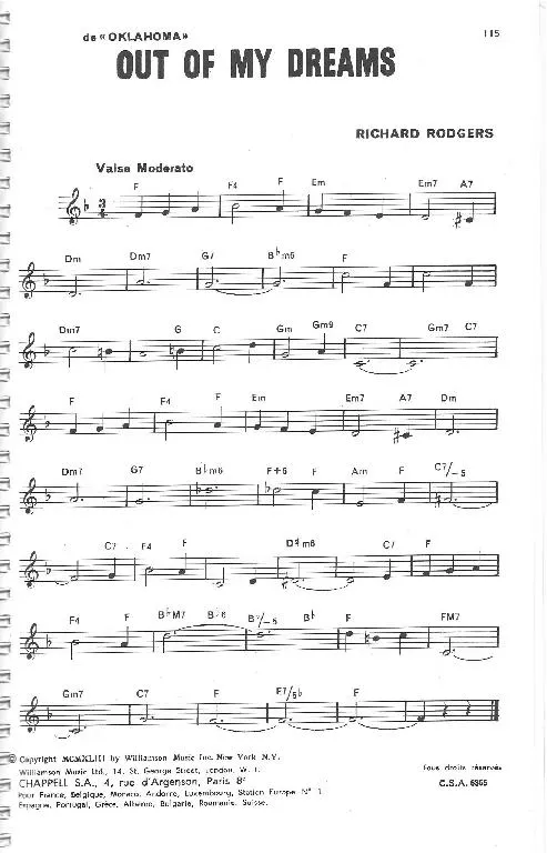 télécharger la partition d'accordéon Out of my dreams (De : Oklahoma) (Valse) au format PDF