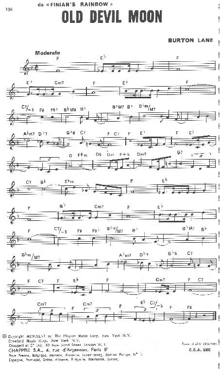 télécharger la partition d'accordéon Old devil moon (De : Finian's rainbow) au format PDF
