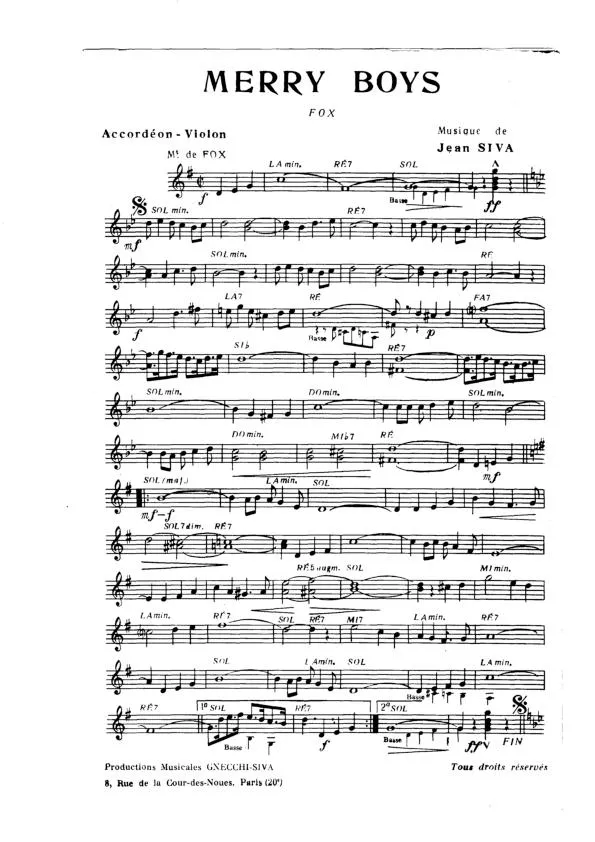 télécharger la partition d'accordéon Merry Boys (Orchestration) (Fox) au format PDF