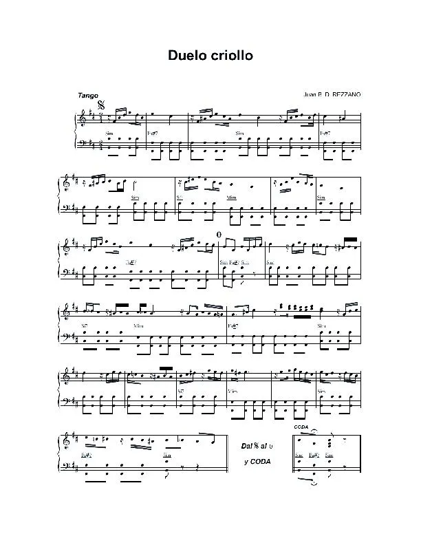 télécharger la partition d'accordéon Duelo Criollo (Duello Criollo) (Tango) (Relevé) au format PDF