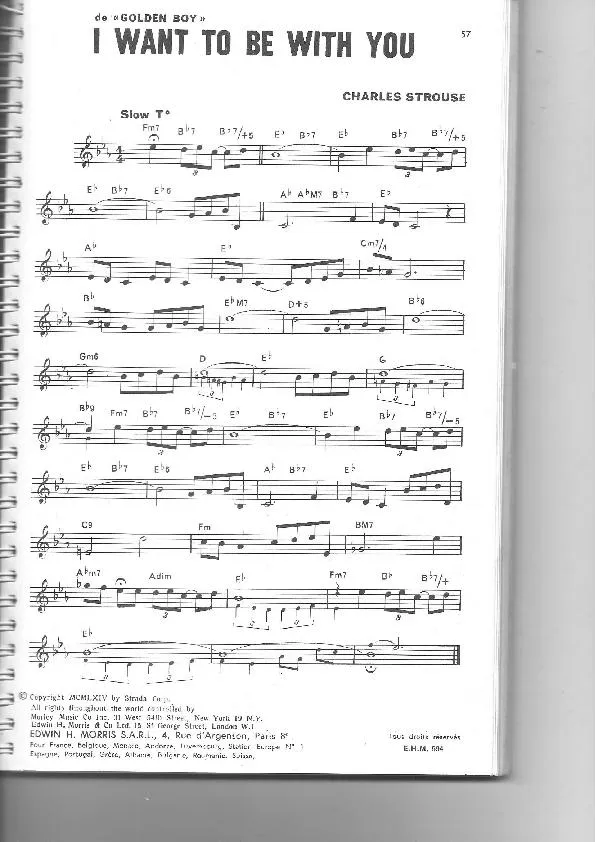 télécharger la partition d'accordéon I want to be with you (De : Golden Boy) (Slow) au format PDF