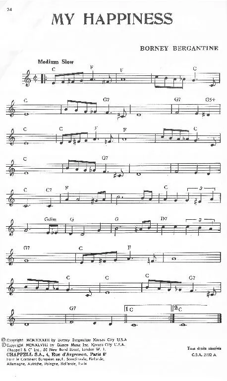 télécharger la partition d'accordéon My Happiness (Slow) au format PDF