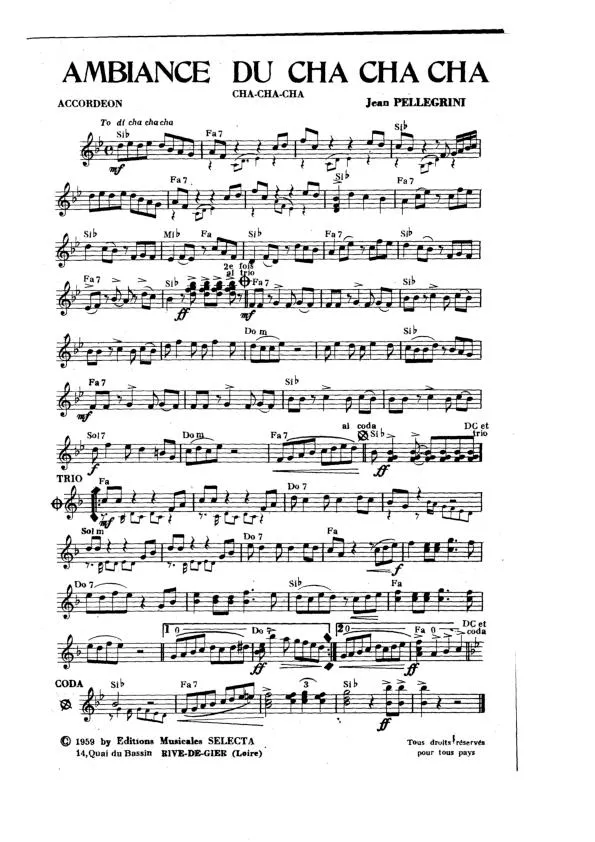 télécharger la partition d'accordéon Ambiance du Cha Cha Cha (Orchestration) au format PDF