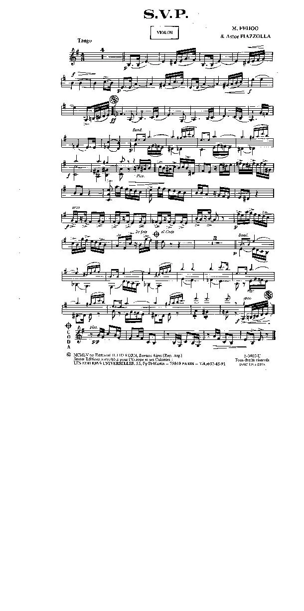 télécharger la partition d'accordéon S V P (Orchestration Complète) (Tango) au format PDF