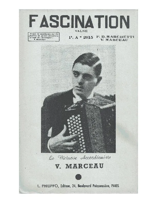 télécharger la partition d'accordéon Fascination (Valse) au format PDF