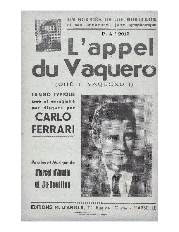 télécharger la partition d'accordéon L'appel du Vaquero (Ohé Vaquero) (Tango Chanté) au format PDF