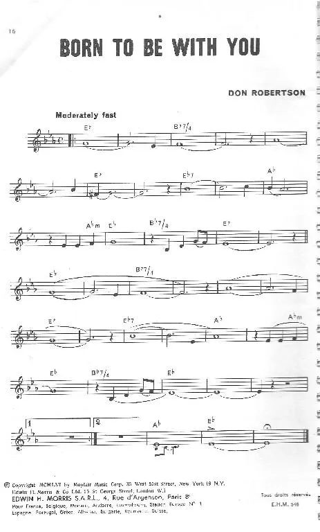 télécharger la partition d'accordéon Born to be with you  au format PDF