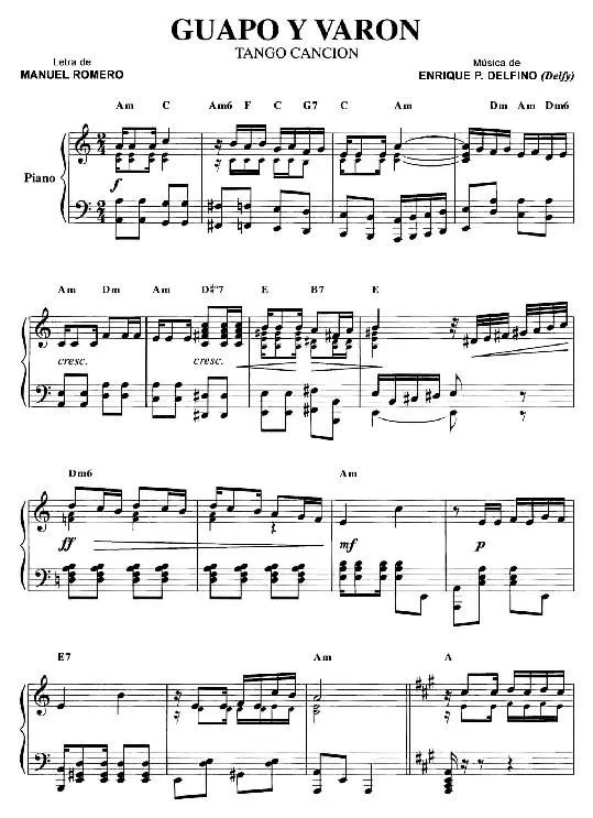 télécharger la partition d'accordéon Guapo y Varon (Tango) au format PDF