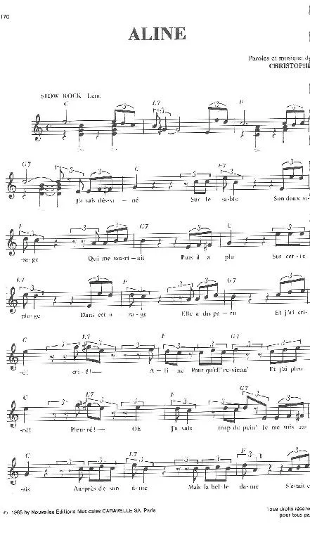 télécharger la partition d'accordéon Aline (Slow Rock) au format PDF