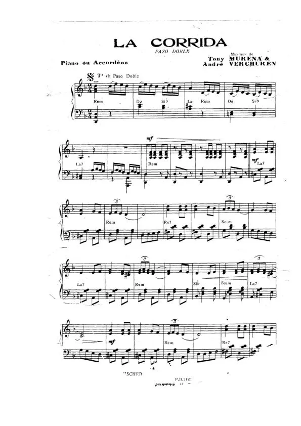 télécharger la partition d'accordéon La Corrida (Paso Doble) au format PDF