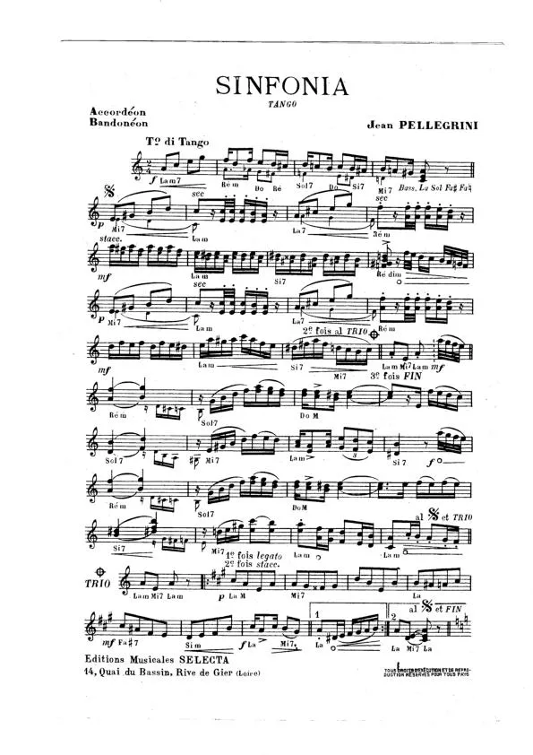 télécharger la partition d'accordéon Sinfonia (Tango) au format PDF