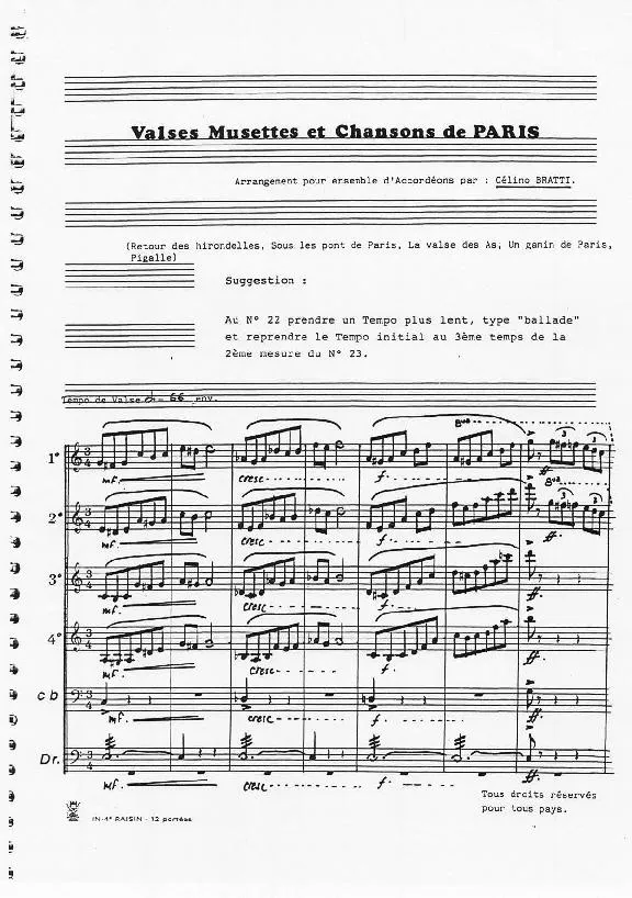 télécharger la partition d'accordéon Valses musettes et chansons de Paris (Conducteur) au format PDF