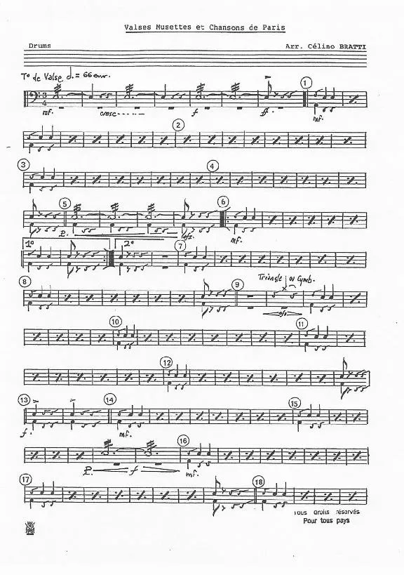 télécharger la partition d'accordéon Valses musettes et chansons de Paris (Drums) au format PDF