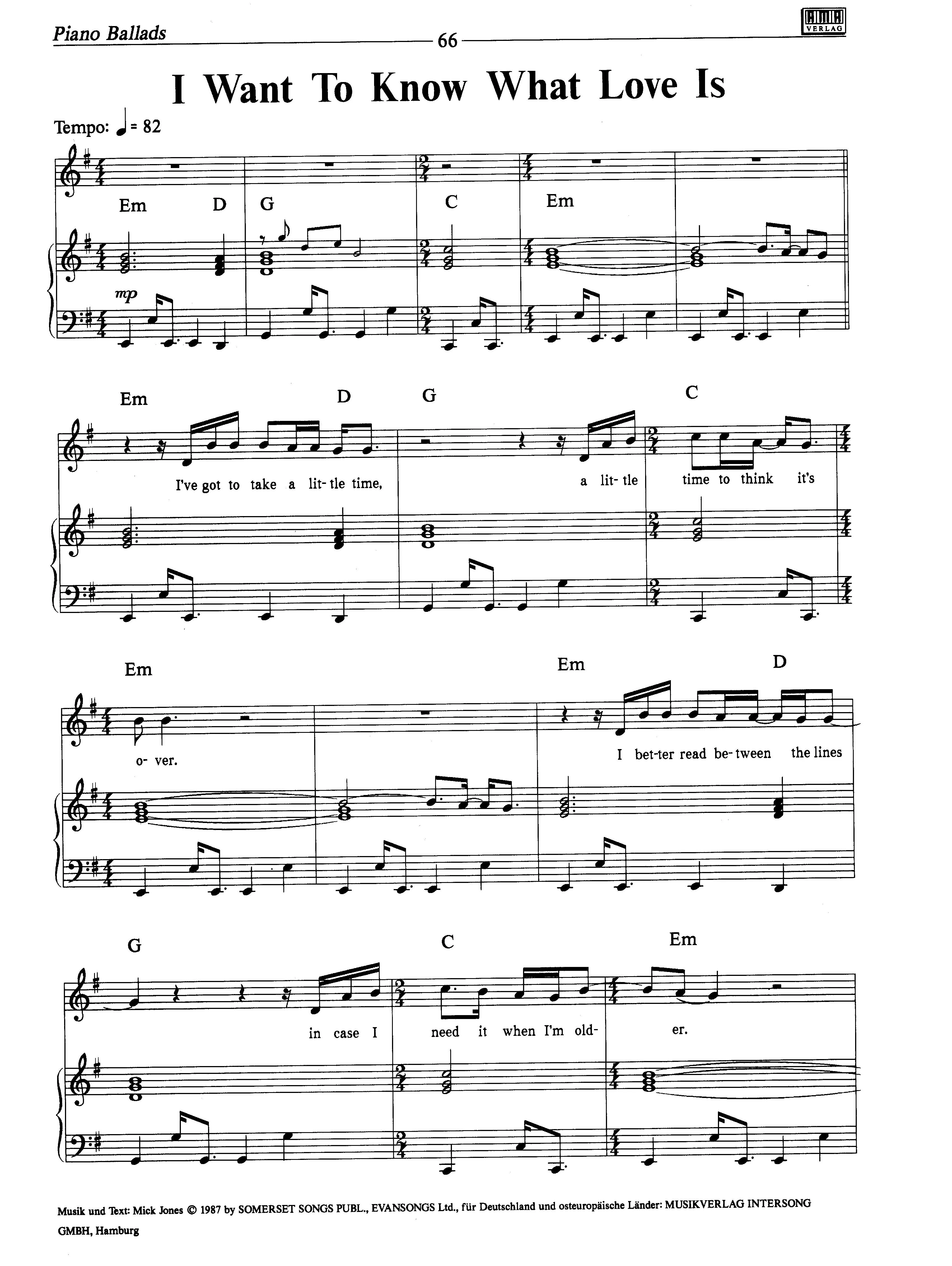 télécharger la partition d'accordéon I want to know what love is au format PDF