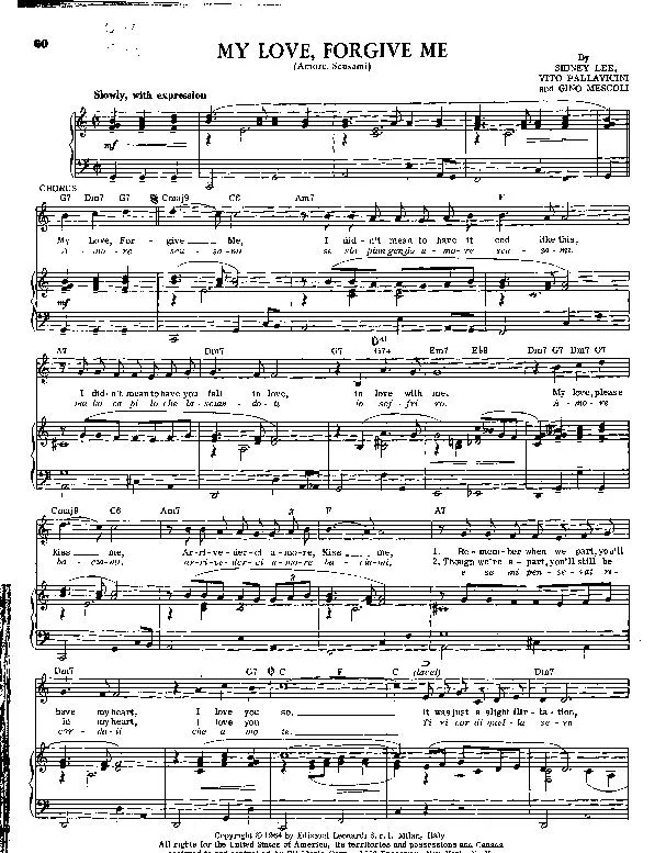 télécharger la partition d'accordéon My love forgive me (Amore Scusami) (Slow) au format PDF