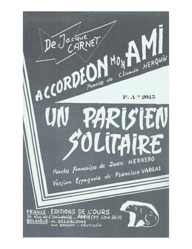 télécharger la partition d'accordéon Un parisien solitaire (Valse Musette Chantée) au format PDF