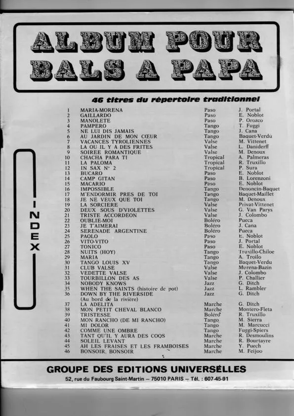télécharger la partition d'accordéon Album pour bals à papa (46 Titres du Répertoire Traditionnel) au format PDF